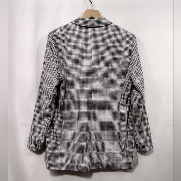 Abercrombie & Fitch Double Breasted Plaid Blazer Women's XL Black White Office - Picture 6 of 9